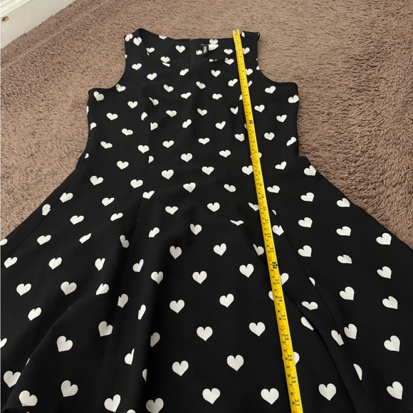 2 FOR $20 H&M Black White Heart Print Fit Flare Dress Sleeveless A Line Size 10 - Picture 5 of 6